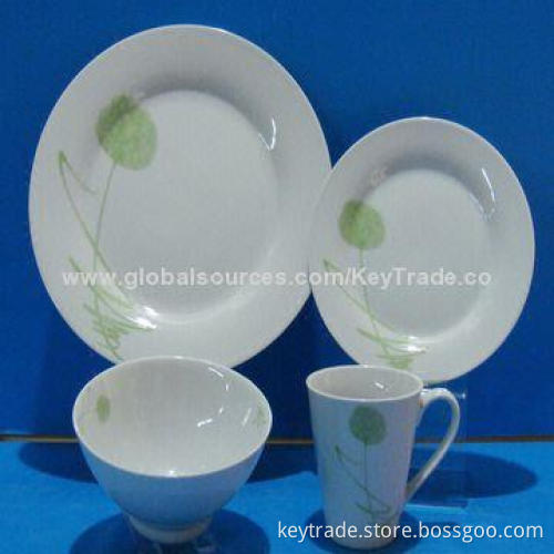 Fine Porcelain 20-piece Dinner Set in Round Shape with Decal, Customized Designs Welcomed